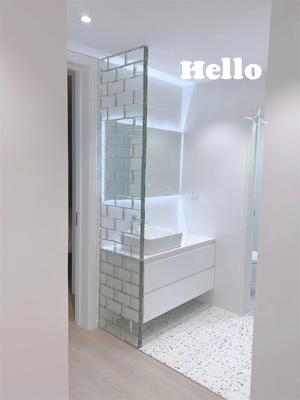 家庭装修透明热熔砖卫生间洗手间立砌工字拼