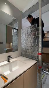 透明双面冰纹热熔砖家庭装修洗手间卫生间立砌工字拼