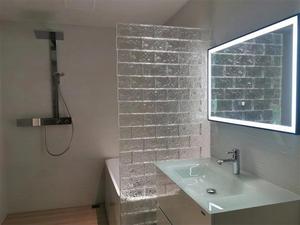 家庭装修透明双面冰纹热熔砖卫生间洗手间立砌工字拼